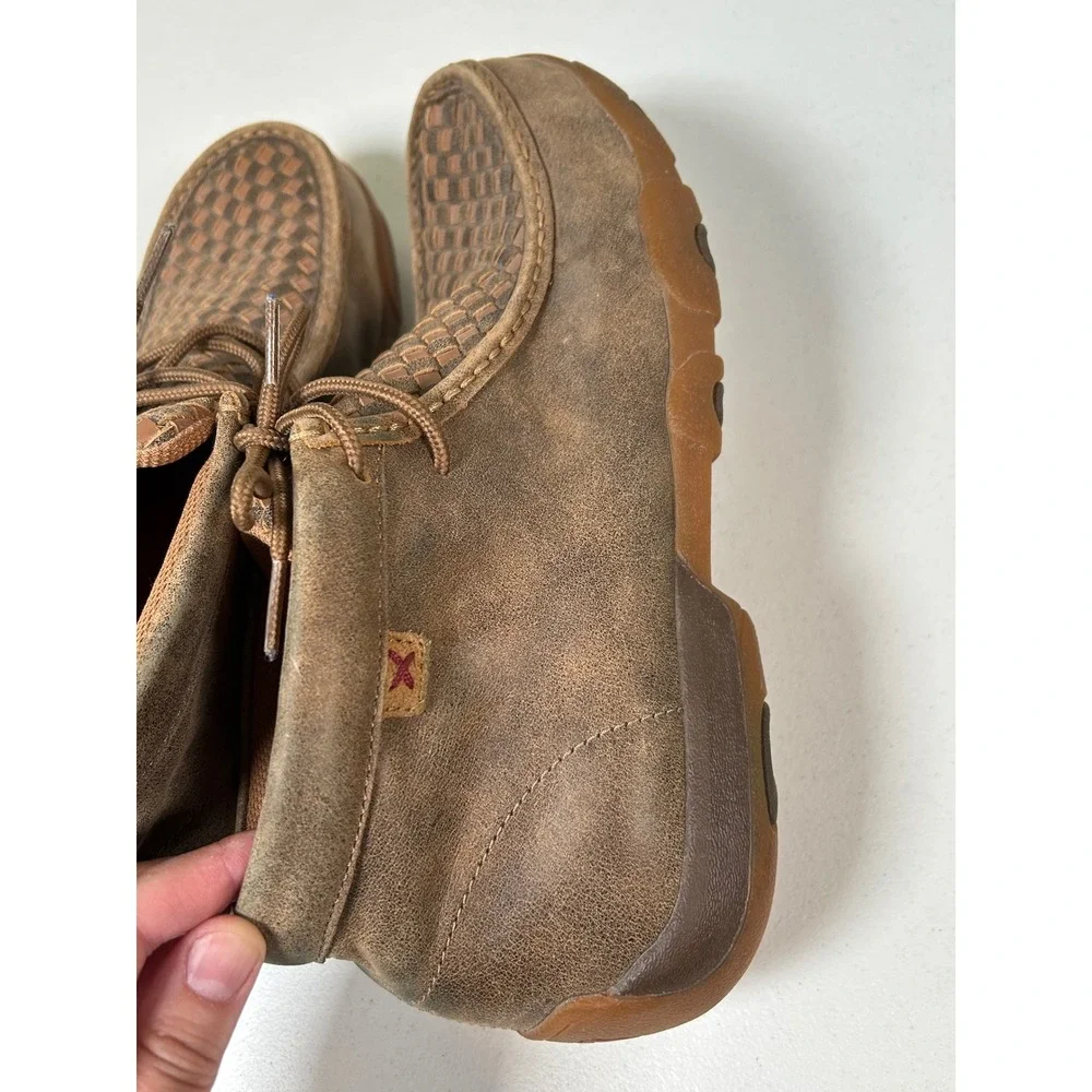 Twisted X Driving Moc Chukka Men's 10 Brown Woven Leather MDM0033 Boots Shoes